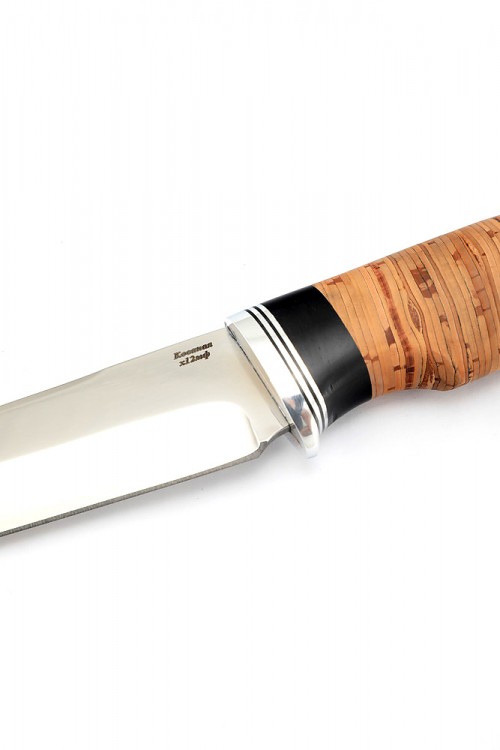 Нож Осетр сталь кованая х12мф рукоять береста 