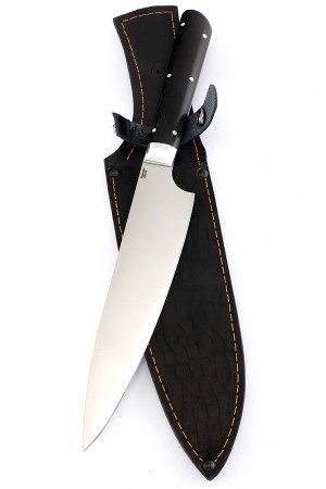Нож Шеф-повар большой кованая сталь 95х18 рукоять черный граб цельнометаллический