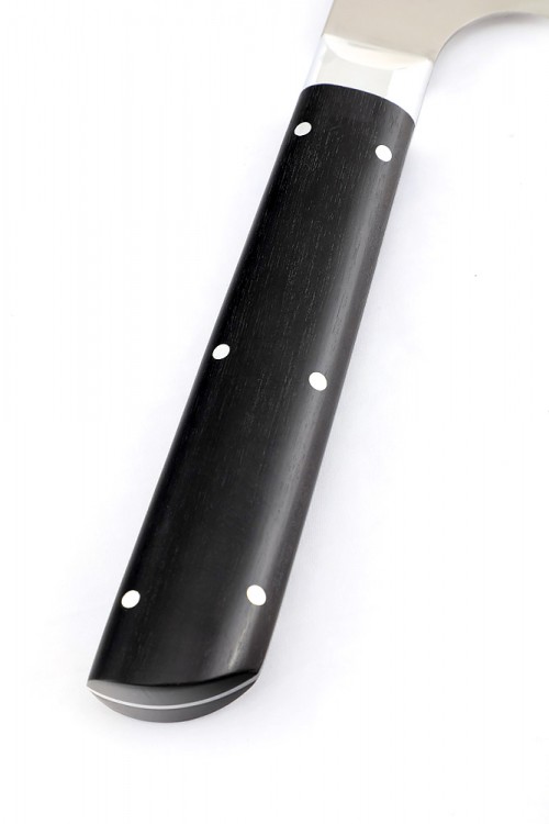 Нож Шеф-повар большой кованая сталь 95х18 рукоять черный граб цельнометаллический 