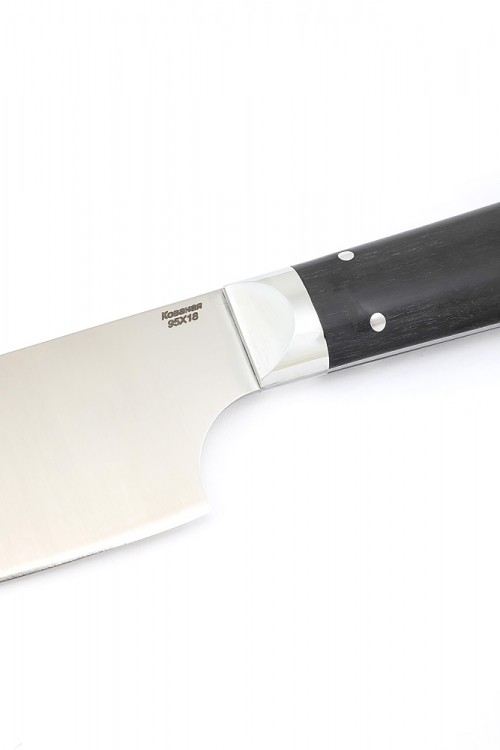 Нож Шеф-повар большой кованая сталь 95х18 рукоять черный граб цельнометаллический 