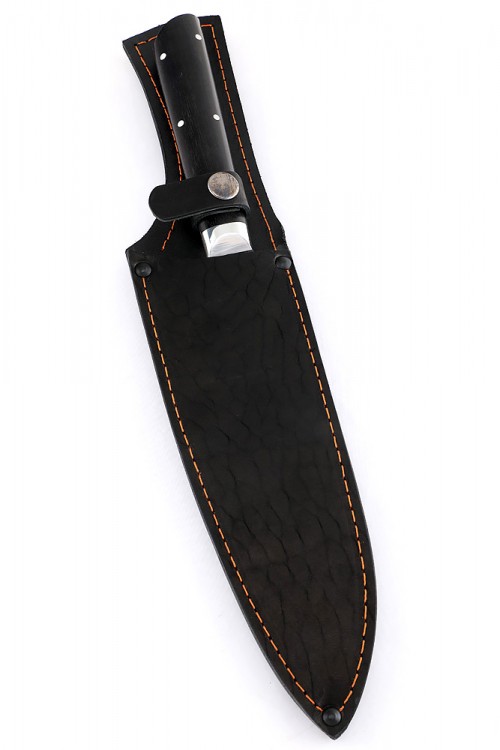 Нож Шеф-повар большой кованая сталь 95х18 рукоять черный граб цельнометаллический 