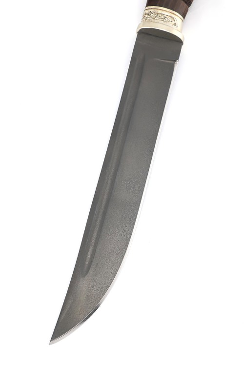 Нож Пластун (казачий пластунский нож) сталь булат, рукоять мельхиор, ясень термоциклированный 