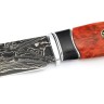 Нож Буран 9ХС ламинированная дамаск с никелем фигурные долы-камень, рукоять черный граб, кап клена, авторский пин 