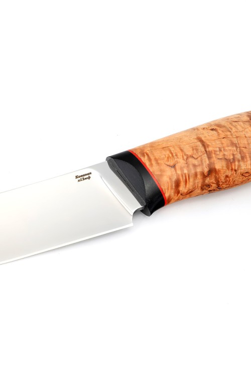 Нож Скиннер сталь кованая х12мф рукоять G10 карельская береза 