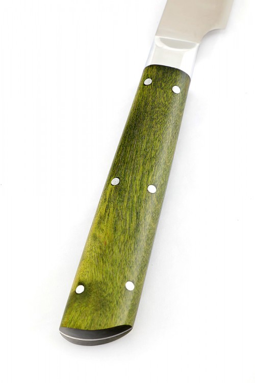 Нож Филейный кованая сталь 95х18 рукоять зеленая карельская береза цельнометаллический 