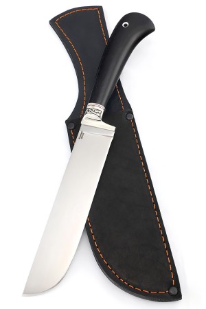 Нож Узбекский сталь кованая 95х18 рукоять мельхиор, черный граб