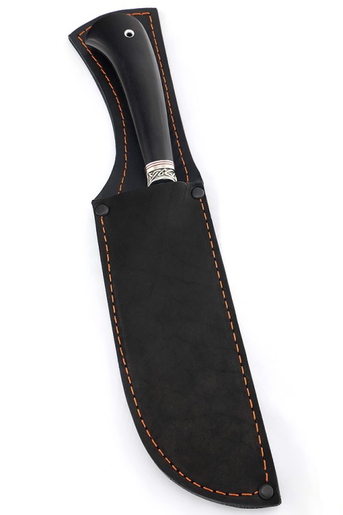 Нож Узбекский сталь кованая 95х18 рукоять мельхиор, черный граб 