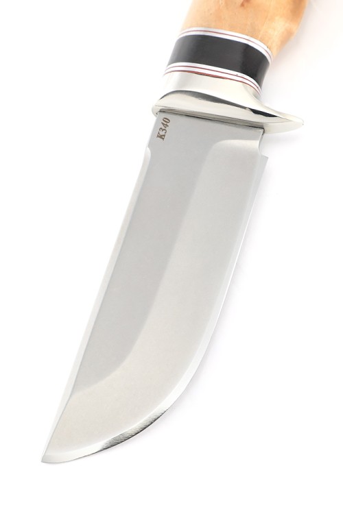 Нож Секач К340 стабилизированная карельская береза светлая вставка черный граб 