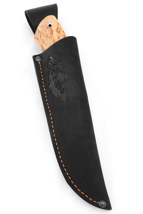 Нож Секач К340 стабилизированная карельская береза светлая вставка черный граб 