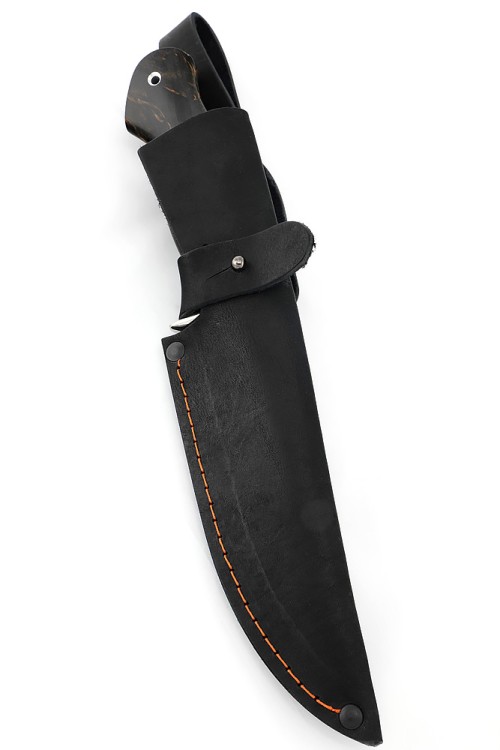 Нож Вятич сталь кованая Х12МФ- долы, рукоять мельхиор карельская береза коричневая 