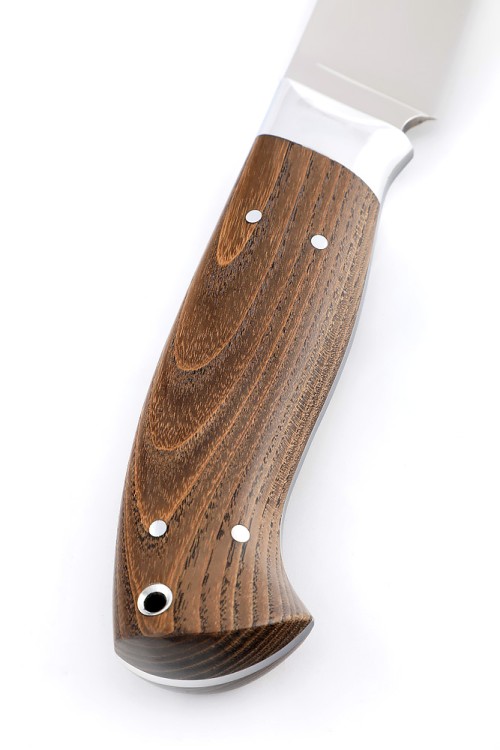 Нож Скиннер сталь кованая х12мф цельнометаллический, рукоять ясень стабилизированный 