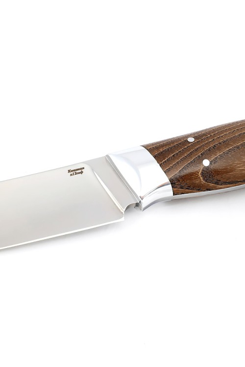 Нож Скиннер сталь кованая х12мф цельнометаллический, рукоять ясень стабилизированный 