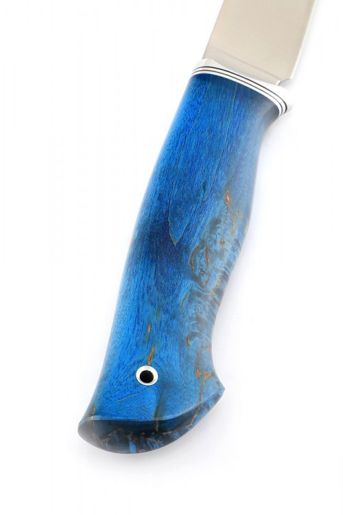 Нож Буран сталь кованая х12мф рукоять стабилизированная карельская береза синяя 