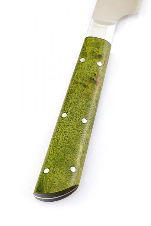 Нож Шеф Универсальный кованая сталь 95х18 рукоять зеленая карельская береза цельнометаллический 