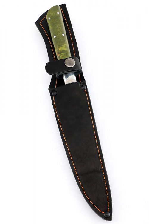 Нож Шеф Универсальный кованая сталь 95х18 рукоять зеленая карельская береза цельнометаллический 