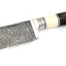 Нож Узбекский малый сталь дамаск нержавеющий рукоять мельхиор, кость, кап клена коричневый 