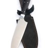 Кухонный нож Сантоку средний кованая сталь 95х18 рукоять черный граб цельнометаллический 