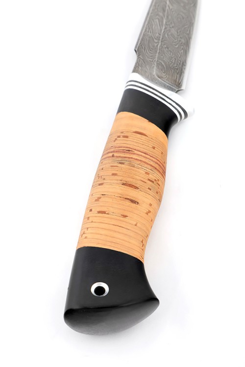 Нож Ласка сталь дамаск рукоять береста 