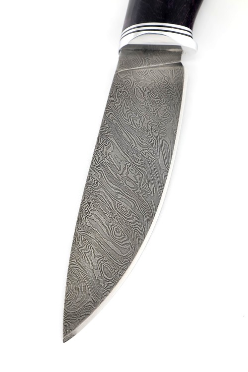 Нож Елец кованая сталь дамаск рукоять карельская береза фиолетовая 