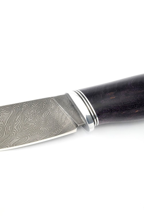 Нож Елец кованая сталь дамаск рукоять карельская береза фиолетовая 