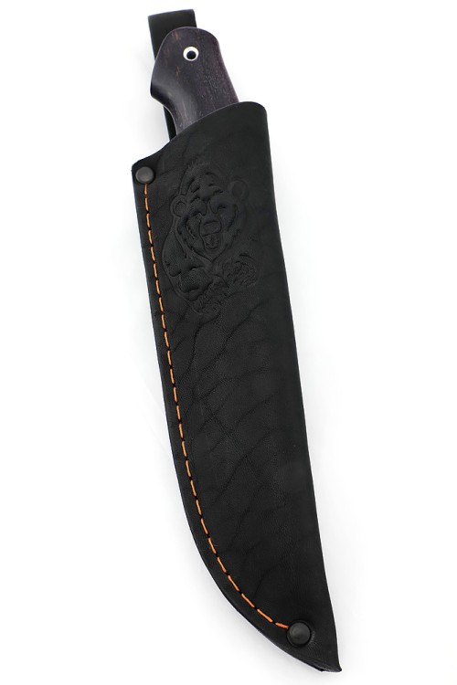 Нож Елец кованая сталь дамаск рукоять карельская береза фиолетовая 