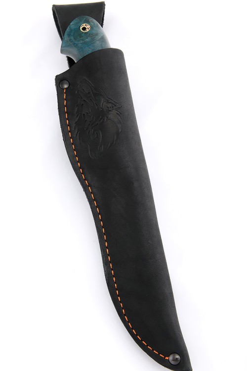 Нож Лось сталь дамаск нержавеющий, рукоять кап клена синий 