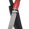 Нож Путник дамасская сталь рукоять стабилизированная карельская береза красная 