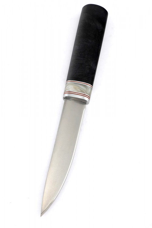 Нож Северный №2 сталь Х12МФ шлифованный дол рукоять вставка акрил белый черный граб 