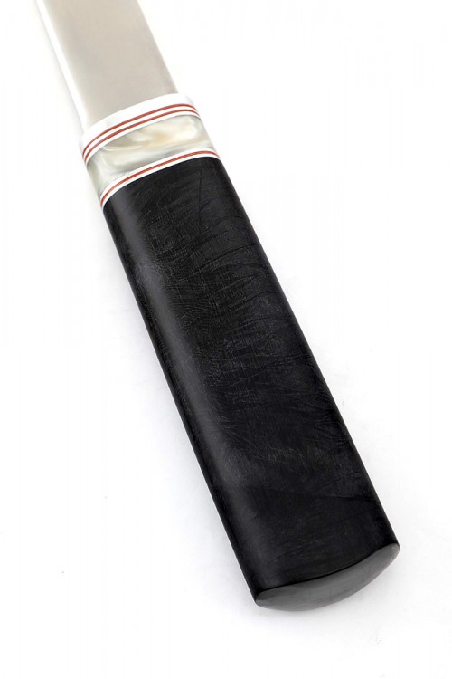 Нож Северный №2 сталь Х12МФ шлифованный дол рукоять вставка акрил белый черный граб 