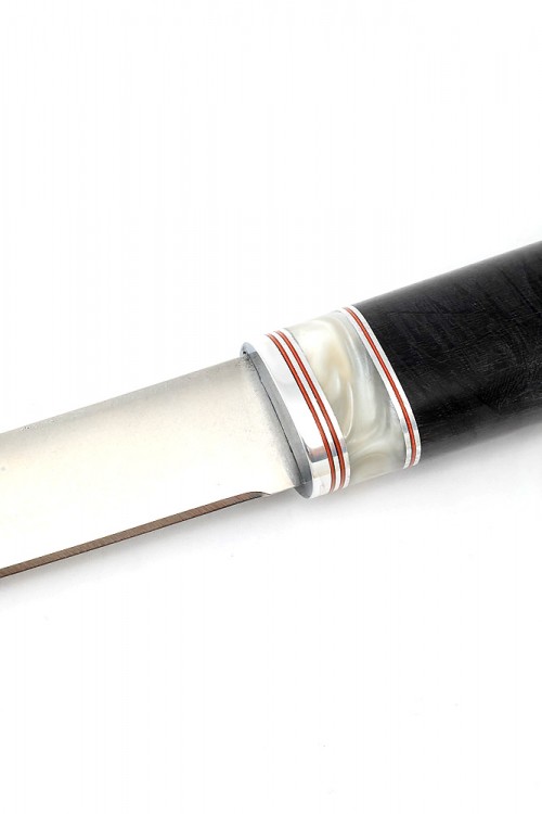 Нож Северный №2 сталь Х12МФ шлифованный дол рукоять вставка акрил белый черный граб 