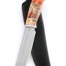 Нож Берсерк К340-долы рукоять вставка зуб мамонта кап клена красный 