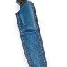 Нож Кабан сталь К340 фигурные долы рукоять шишка в акриле синяя формованные ножны 