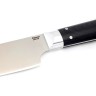 Кухонный нож Сантоку малый кованая сталь 95x18 рукоять черный граб цельнометаллический 