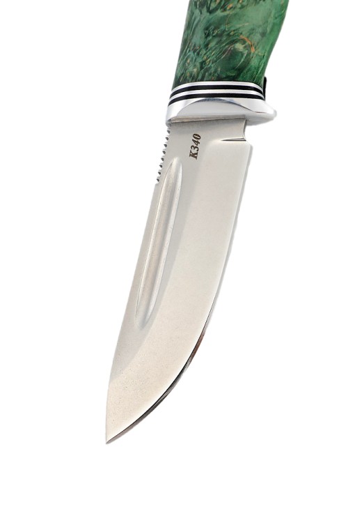 Нож Малыш сталь К340 рукоять кап клена зеленый ФОРМОВАННЫЕ НОЖНЫ 