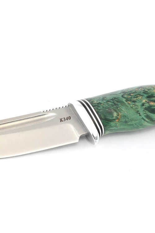 Нож Малыш сталь К340 рукоять кап клена зеленый ФОРМОВАННЫЕ НОЖНЫ 