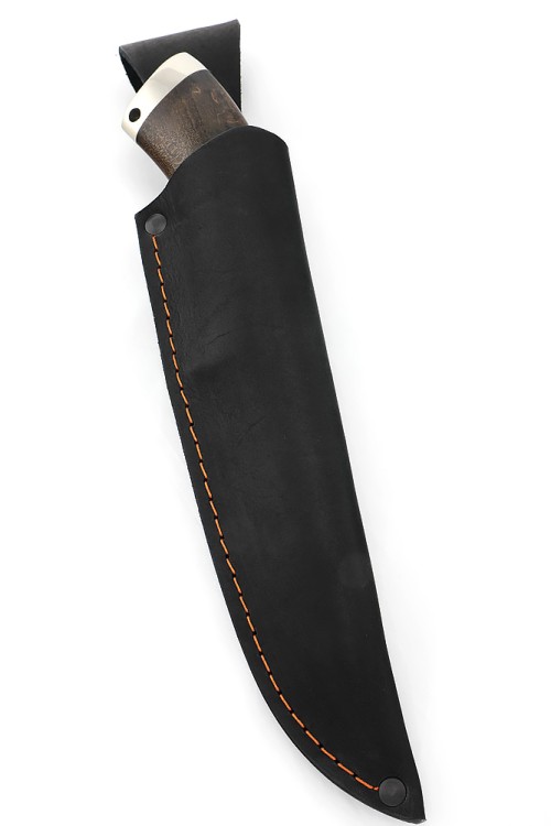 Нож Шкурник сталь дамаск рукоять мельхиор карельская береза коричневая 