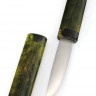 Нож Якут №1 сталь Х12МФ кованый дол рукоять карельская береза зеленая деревянные ножны 