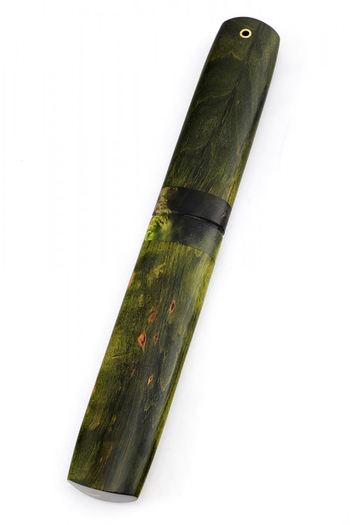 Нож Северный №1 сталь Х12МФ кованый дол рукоять карельская береза зеленая деревянные ножны 