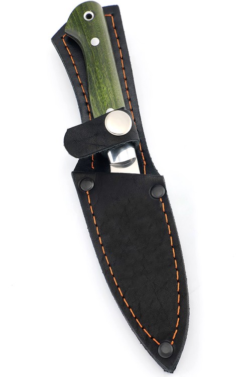 Нож Шеф-повар овощной малый сталь кованая 95Х18 рукоять карельская береза зеленая цельнометаллический 