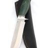 Нож Вятич сталь К340 рукоять мельхиор, карельская береза зеленая 