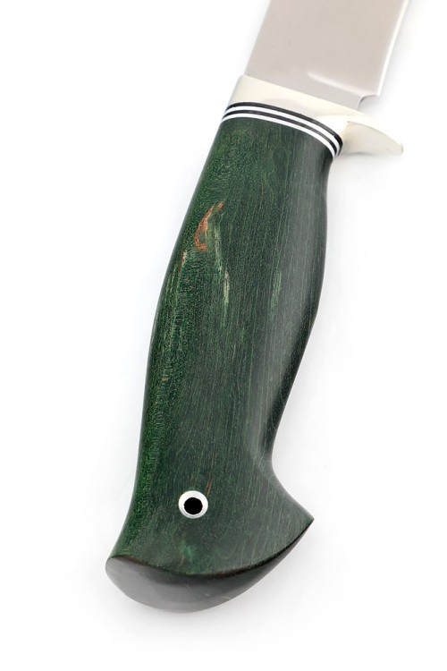 Нож Вятич сталь К340 рукоять мельхиор, карельская береза зеленая 