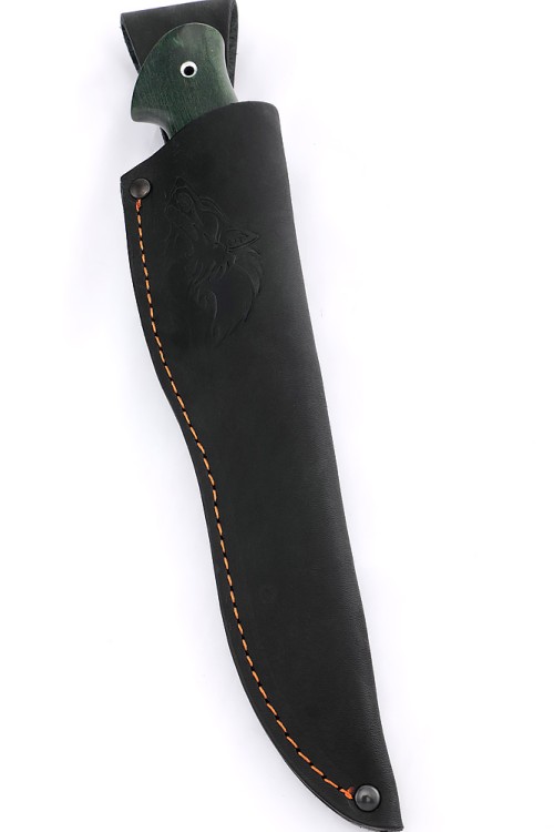 Нож Вятич сталь К340 рукоять мельхиор, карельская береза зеленая 