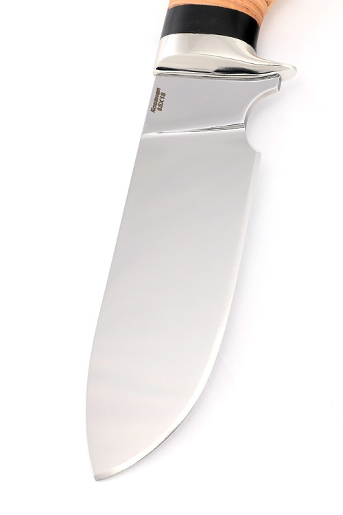 Нож Шкурник сталь кованая 95Х18, рукоять мельхиор береста 