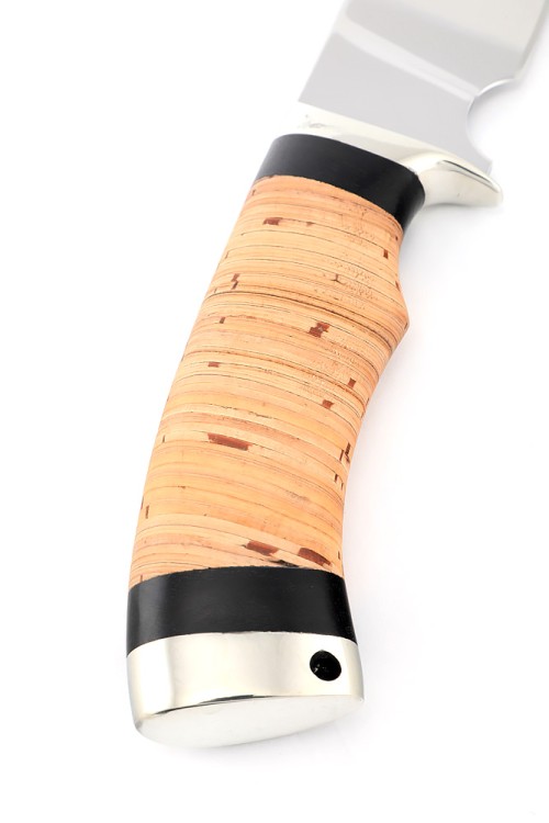 Нож Шкурник сталь кованая 95Х18, рукоять мельхиор береста 