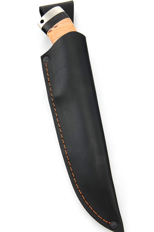 Нож Шкурник сталь кованая 95Х18, рукоять мельхиор береста 