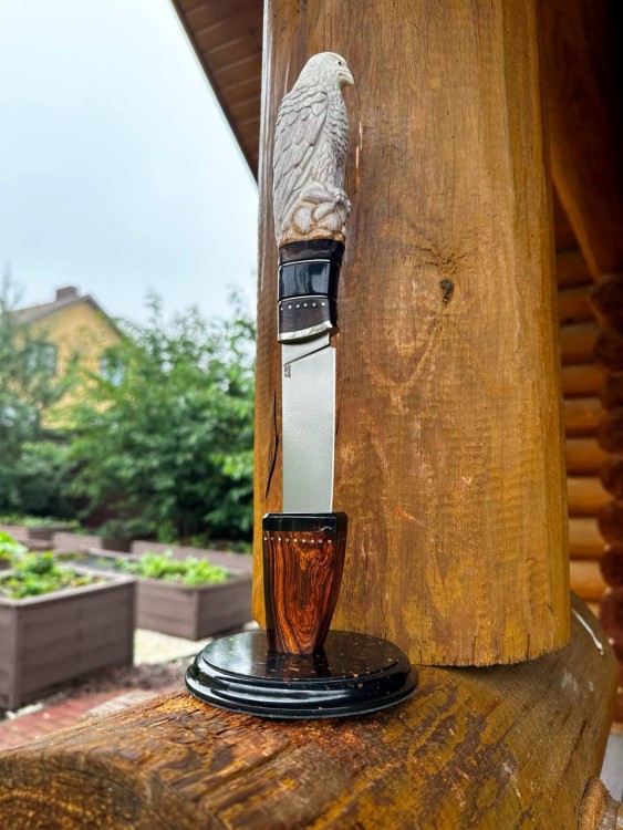 Нож Разделочный М390 железное дерево рог лося ручная резьба на подставке 