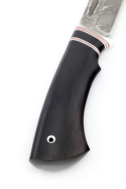 Нож Охотничий сталь D2 рукоять вставка акрил черный, черный граб 