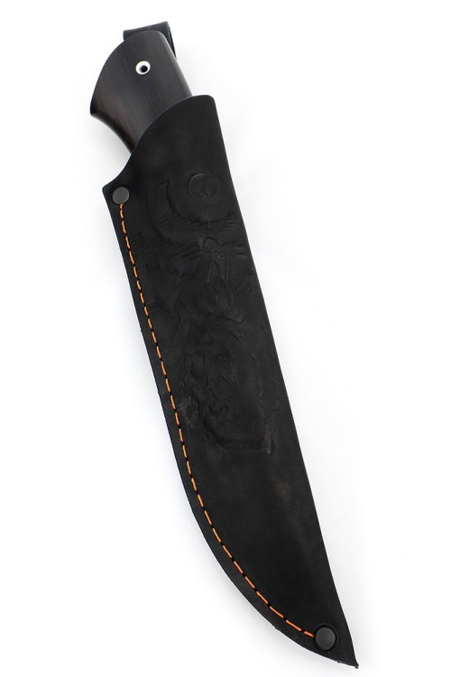Нож Охотничий сталь D2 рукоять вставка акрил черный, черный граб 