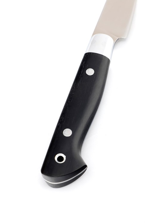 Нож Шеф-повар овощной малый сталь кованая Х12МФ рукоять черный граб цельнометаллический 