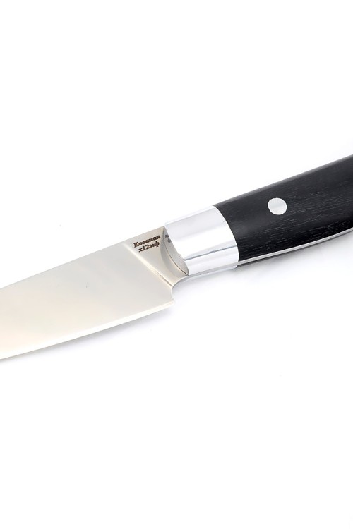 Нож Шеф-повар овощной малый сталь кованая Х12МФ рукоять черный граб цельнометаллический 